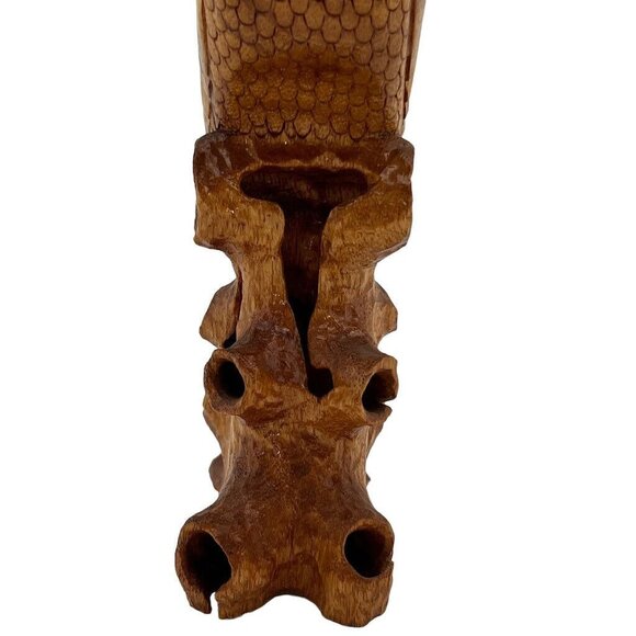 Hand Carved Owl on Stand One Piece Natural 9” Tall Lightweight - Picture 7 of 14